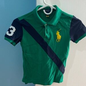 Polo by Ralph Lauren Kids Polo Shirt in Green with Navy and Yellow Accents